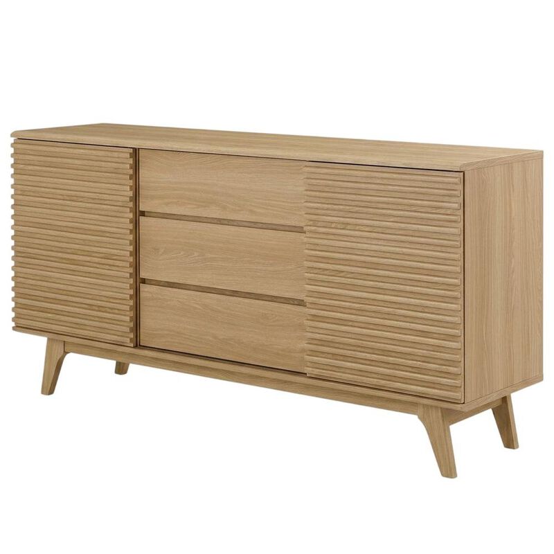Wooden Sideboard Buffet Cabinet with Storage for Dining Room, Oak image number 2