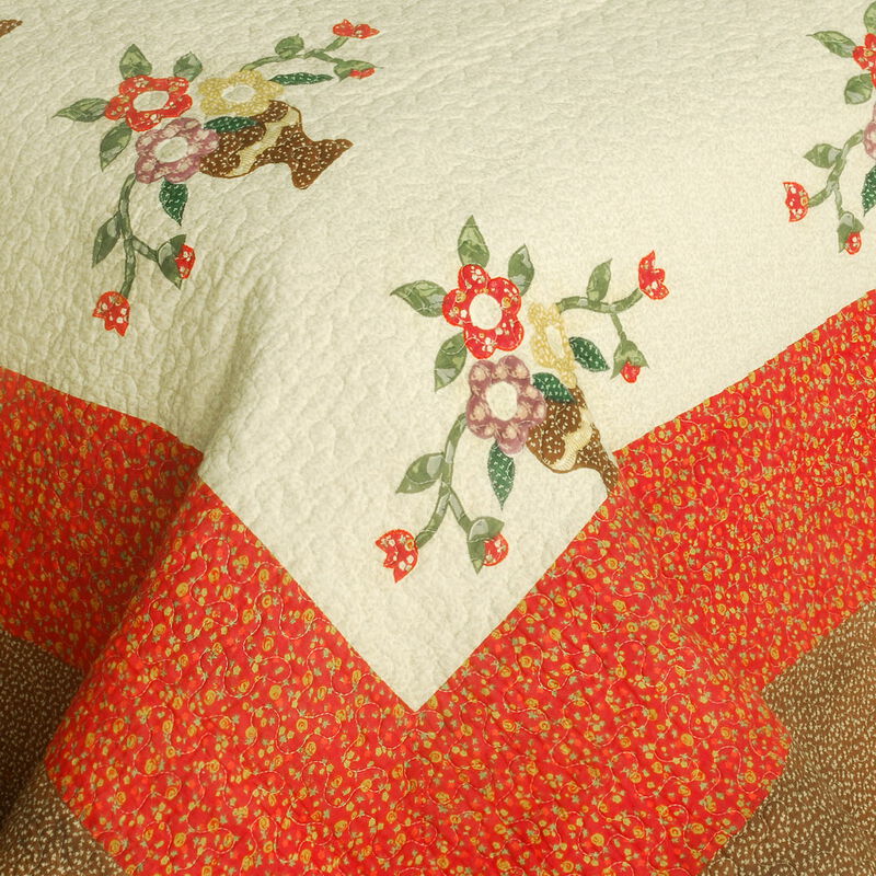 Cotton Vermicelli Quilted Printed Quilt Set 3-Piece with Matching Shams image number 2