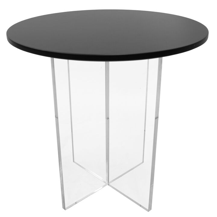 Leisuremod Valore Collection Acrylic Coffee Table With Black Top
