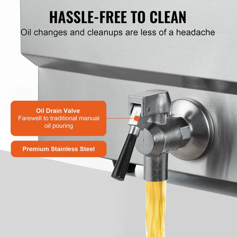 Commercial Countertop Deep Fryer, Large Capacity Stainless Steel, Electric Oil Fryer with Basket-Silver image number 6