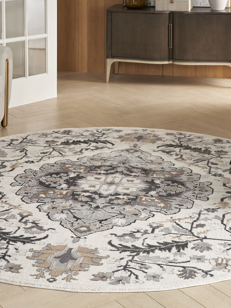 Elation ETN09 Ivory/Gray 7&rsquo;10&rdquo; x Round Rug