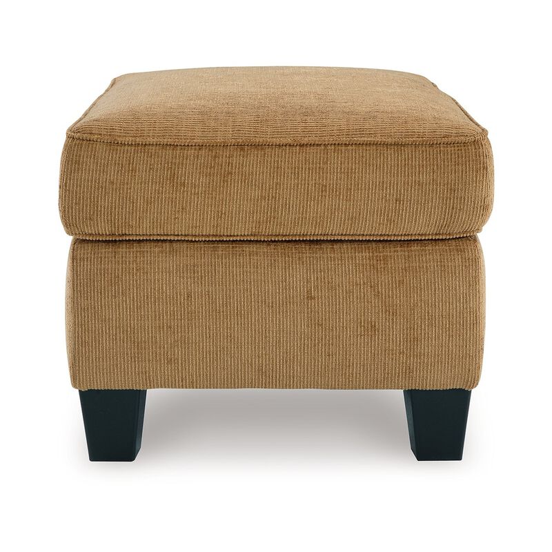 Erin Ottoman with Corner Block Frame, 33 Inch Light Brown Polyester - Benzara