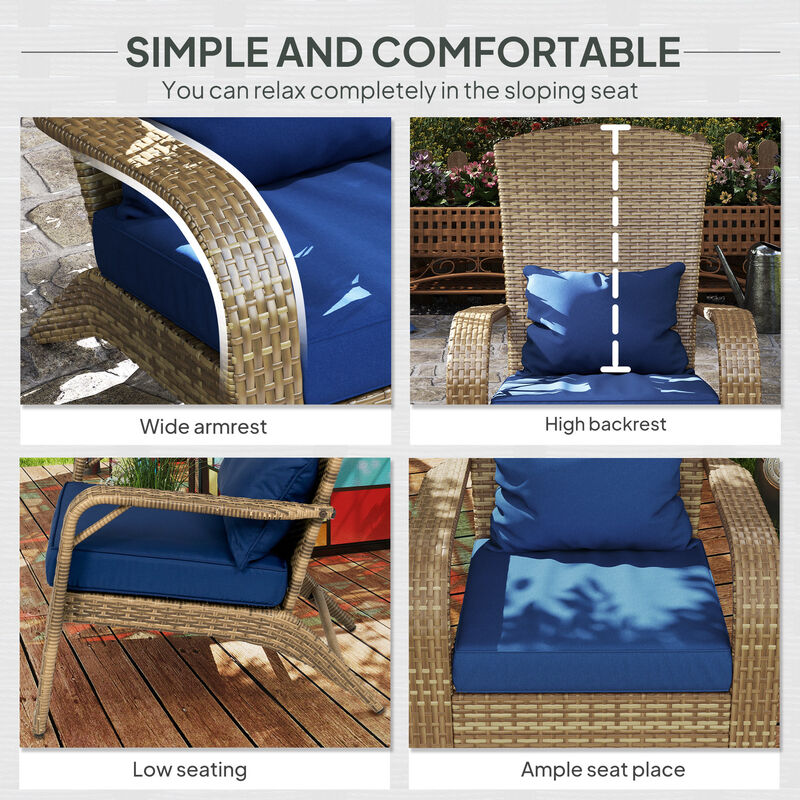 Hivvago Patio Adirondack Chair with Cushions and Curved Back image number 4