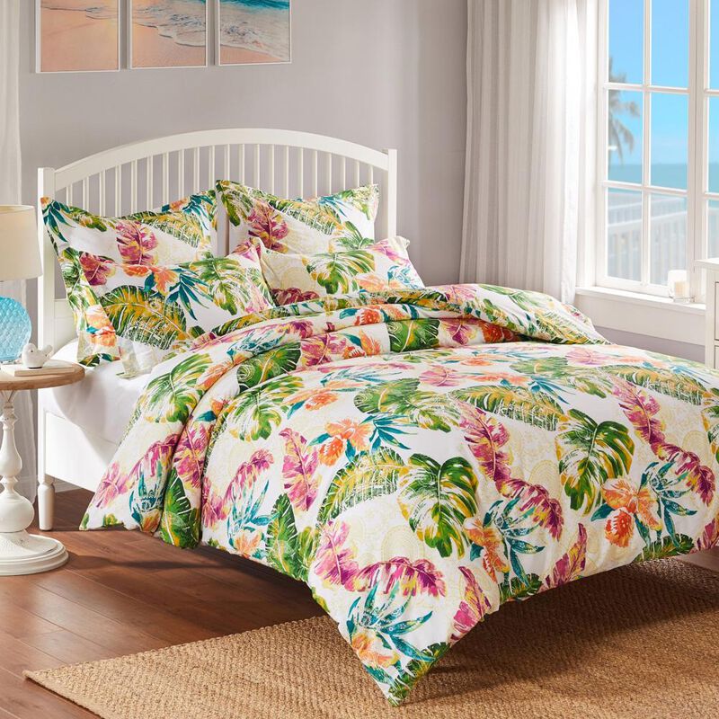 Greenland Home Fashions Tropics Luxurious Comfortable 2 Pieces Duvet Cover Set Coral