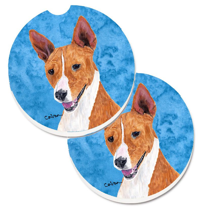 Caroline's Treasures Blue Basenji Set of 2 Cup Holder Car Coasters SC9124BUCARC, 2.56, Multicolor image number 0