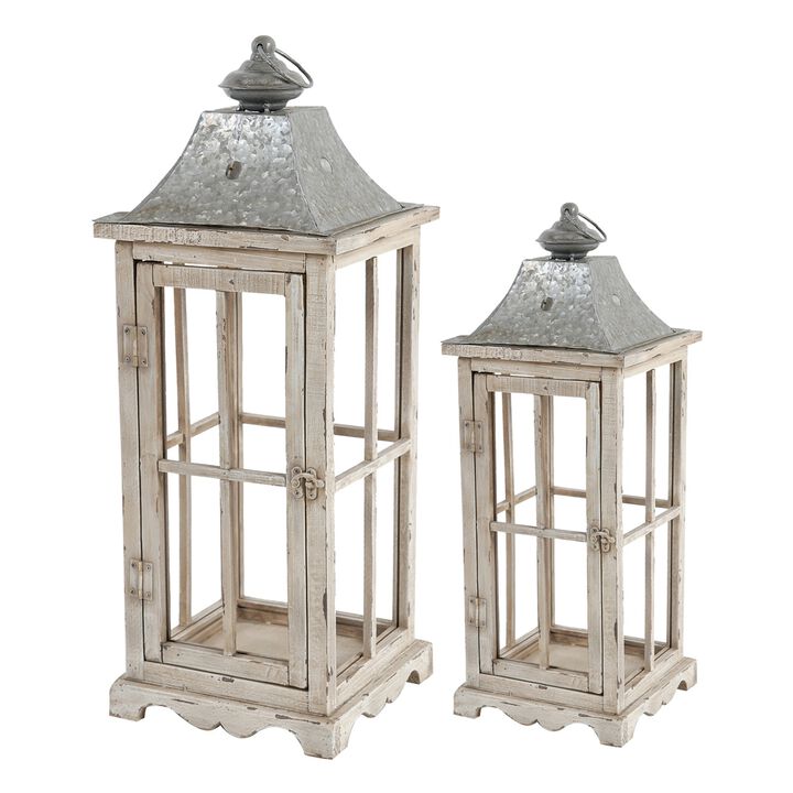 Clihome Wooden Candle Lantern Decorative Lantern Holder Decor for Outdoor, Home Garden Wedding