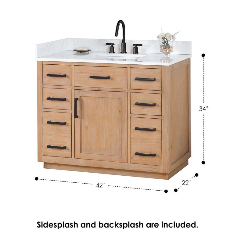 Altair 42 Single Bathroom Vanity in Light Brown without Mirror