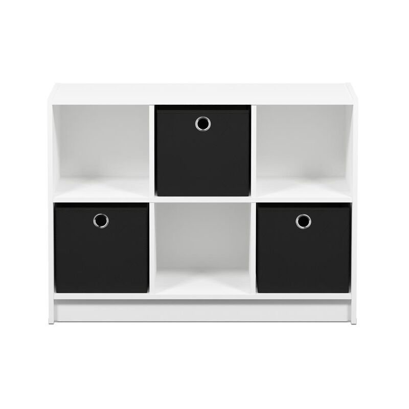 Furinno 99940 Basic 3x2 Bookcase Storage w/Bins, White/Black