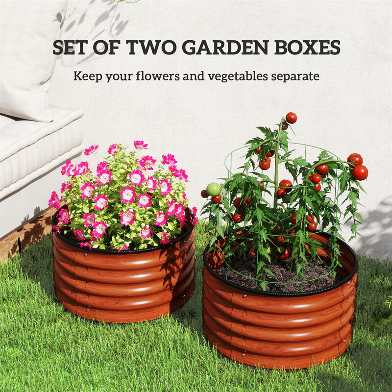 Set of 2 Heavy-Duty Galvanized Planter Tubs for Flowers & Herbs image number 3