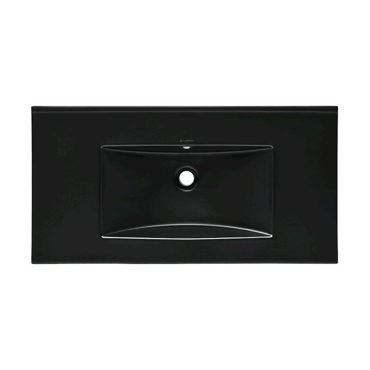 36" Zero Hole Vanity Sink Top in Glossy Black