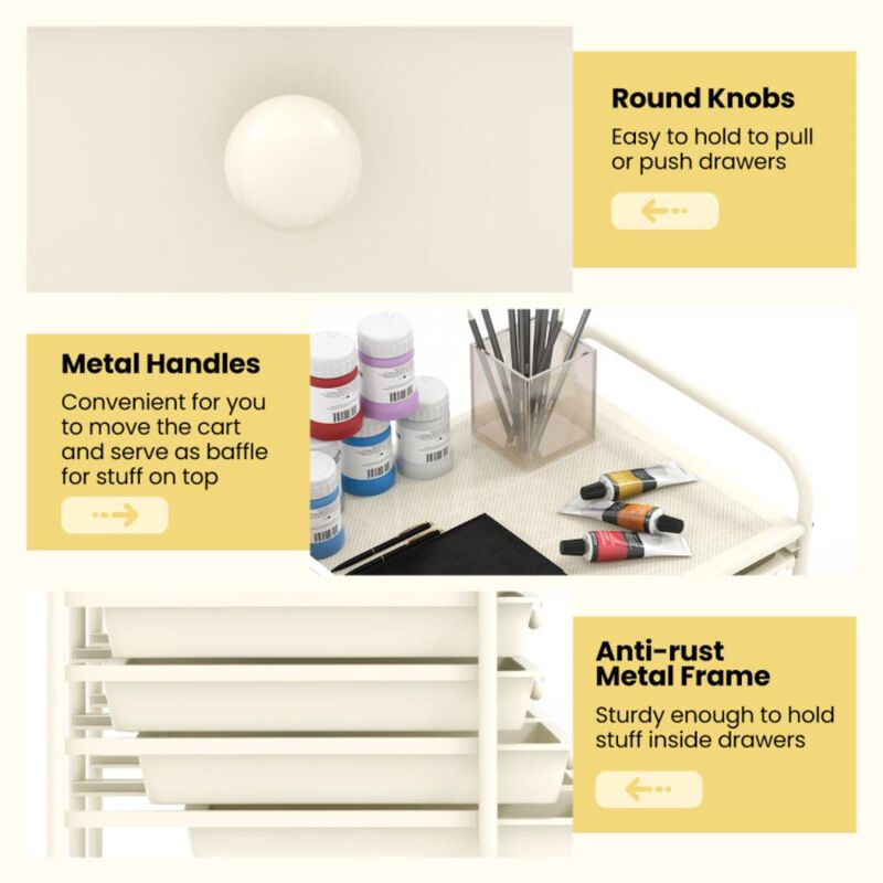 Hivvago 12-Drawer Rolling Storage Cart with Removable Drawers and Lockable Wheels-Rose Red