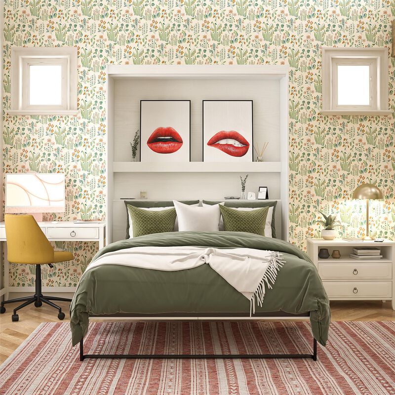 Novogratz Her Majesty Queen Size Murphy Bed with 2 Decorative Shelves
