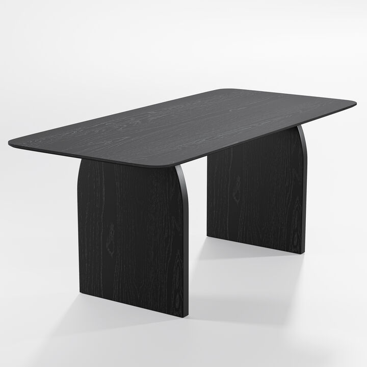 67 Inch Square Wooden Black Dining Table Seats 4-6 People, Suitable for Living Room and Dining Room