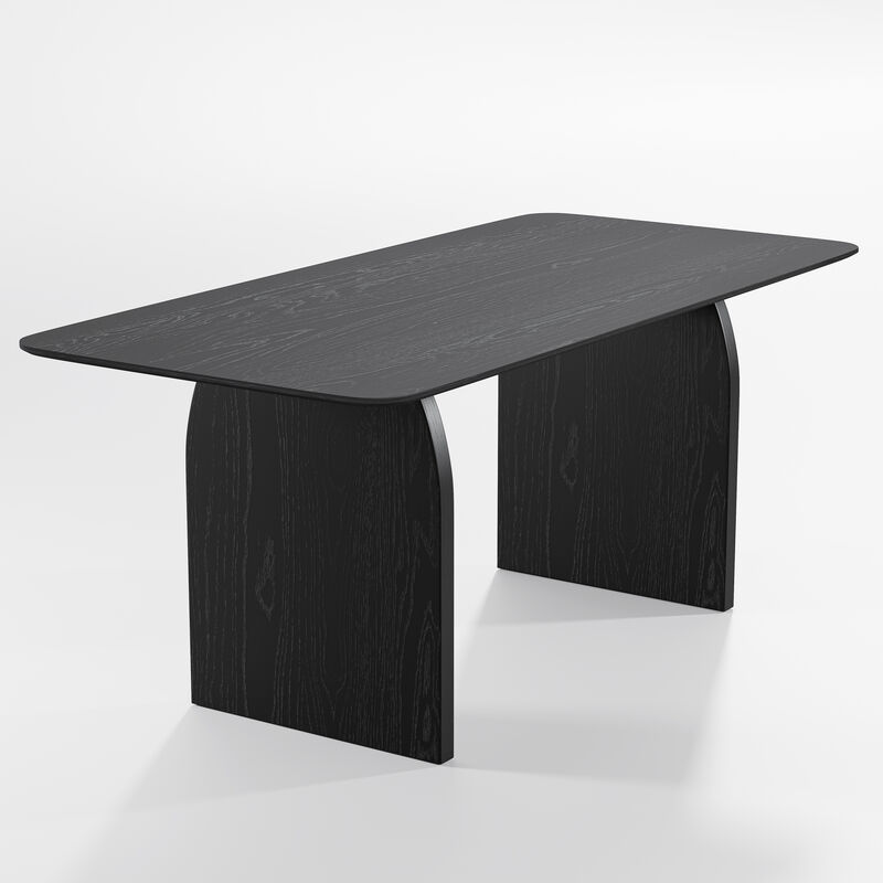 67 Inch Square Wooden Black Dining Table Seats 4-6 People, Suitable for Living Room and Dining Room