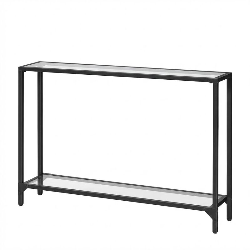 Modern Console Table with Metal Frame for Entryway and Sofa Placement- Black image number 0
