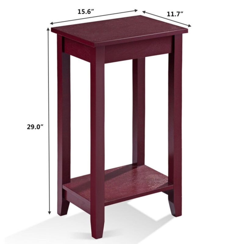 Tall Wooden Sofa End Table Side Table