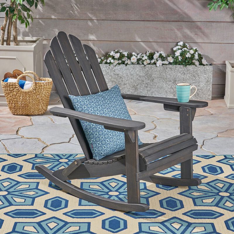 Hivvago Classic Wooden Adirondack Rocking Chair image number 3