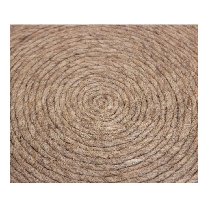 Modern Ellis Pouf in Beige Wool