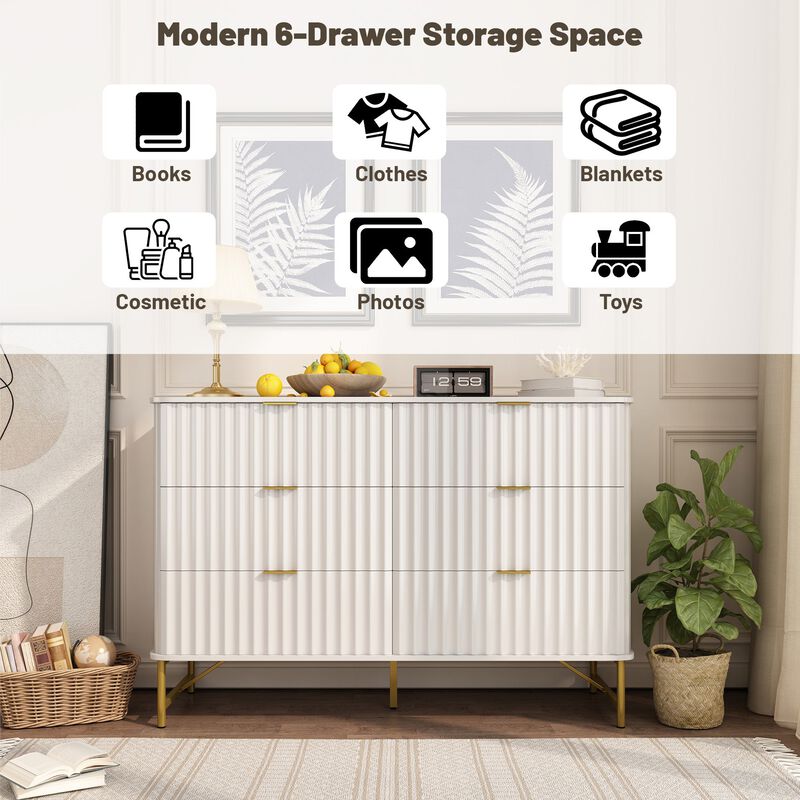 6-Drawer Dresser Chest with Metal Base