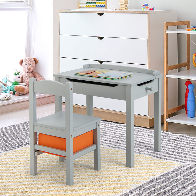Kids Table and Chair Set with Storage Space for Play and Organization