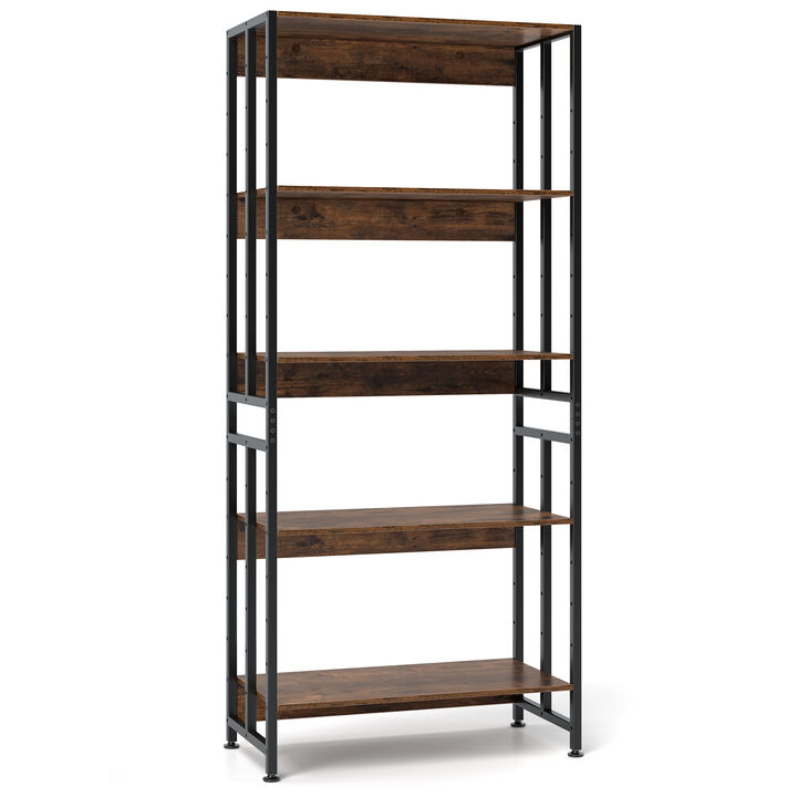 Versatile 5-Tier Bookshelf with Tiltable and Adjustable Shelves &ndash; Organize with Ease