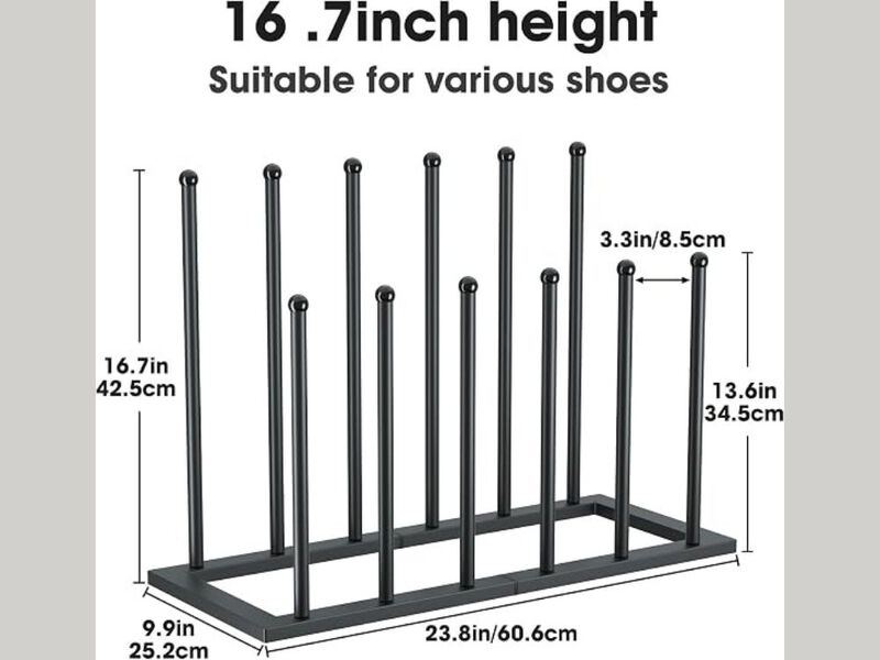 Entryway Metal Shoe Organizer Closet Storage Black Standing image number 2