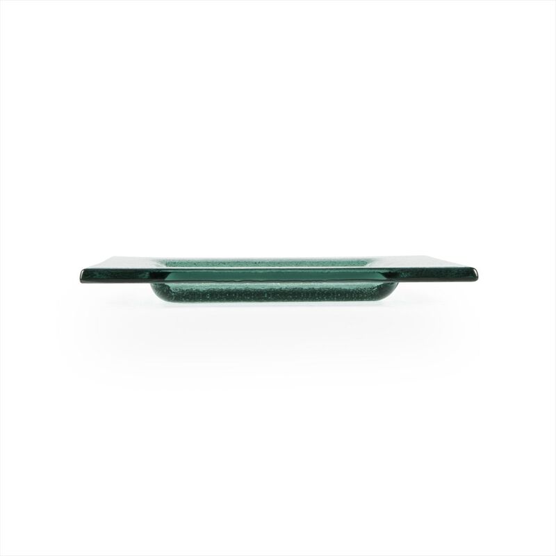 Turgla Fusion Glass 6" x 6" Square Transparent Green Glass Plate (Set of 4) image number 2