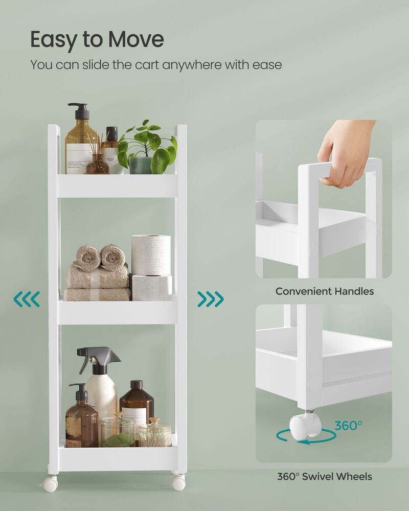 3-Tier Wicker Rolling Cart on Wheels for Easy Storage and Organization