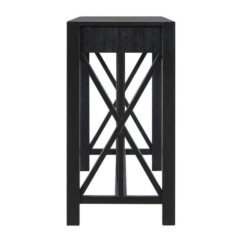 Merax Farmhouse Console Table  Acacia Veneer Entryway Table with 4 Drawers & Crisscross Design