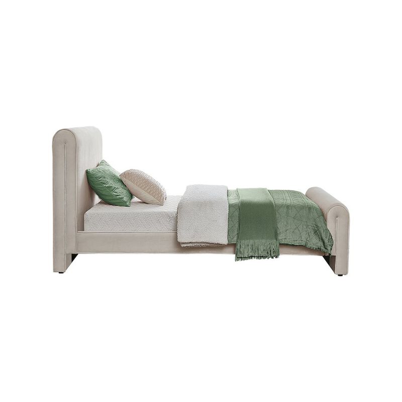 Meridian Furniture Sloan Cream Velvet Twin Bed
