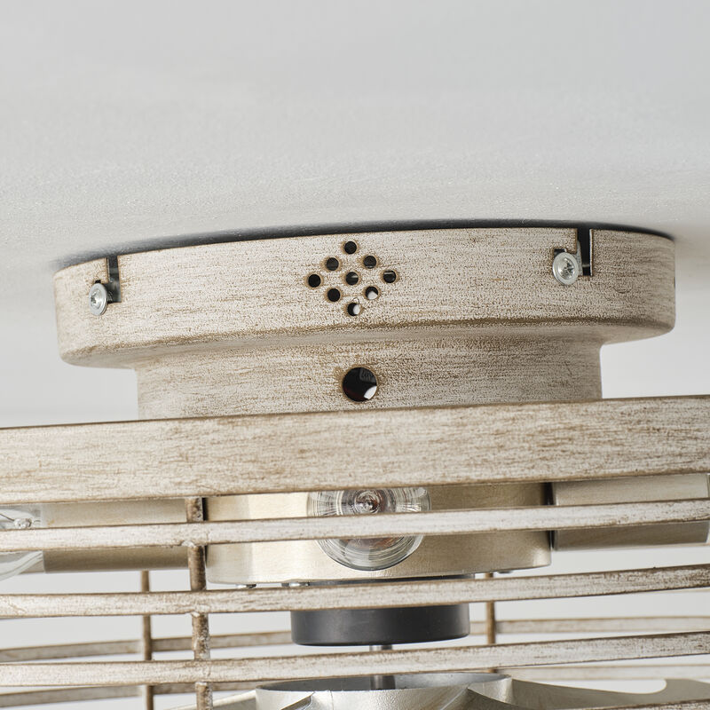 17.7" Modern Distressed Wood Metal Reversible 6-Speed Ceiling Fan with Light and Remote image number 7