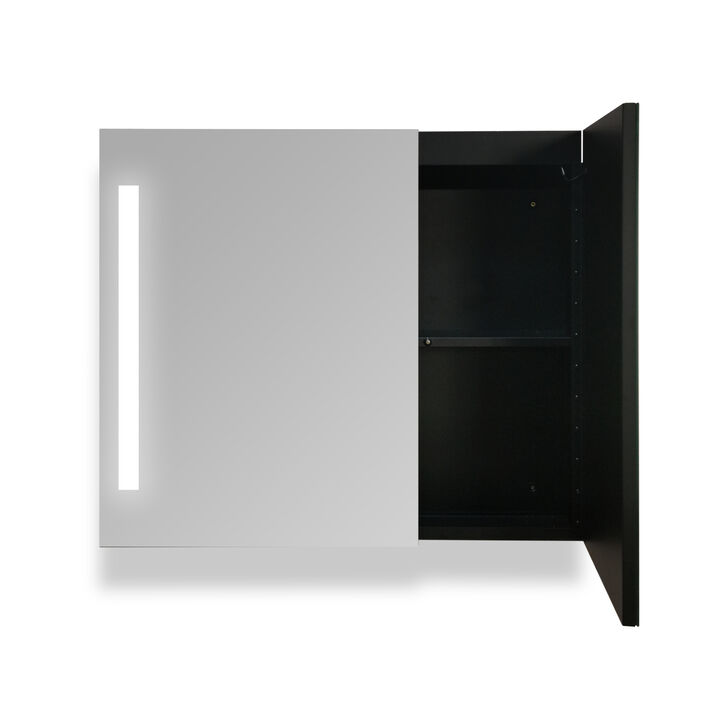 30 X 26 inch Black LED Mirror Medicine Cabinet Surface, Defogger, Anti-Fog, Dimmable Lights Brightness Memory
