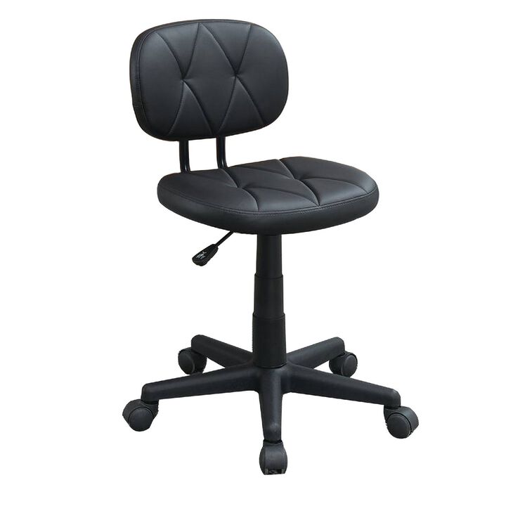 Office Chair with Adjustable Height and Diamond Stitch, Black-Benzara