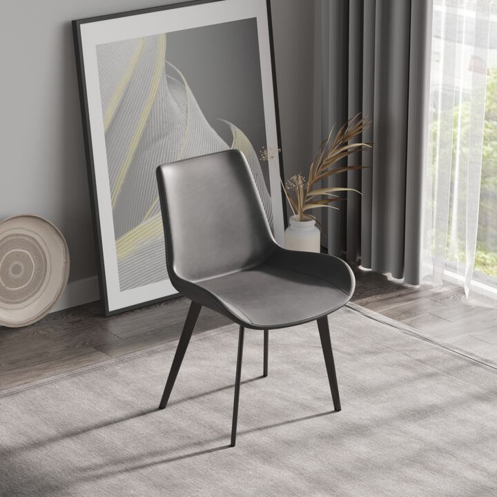 Modern Dining Chair Living Room Black Metal Leg Dining Chair-Grey-2 PCS/ctn