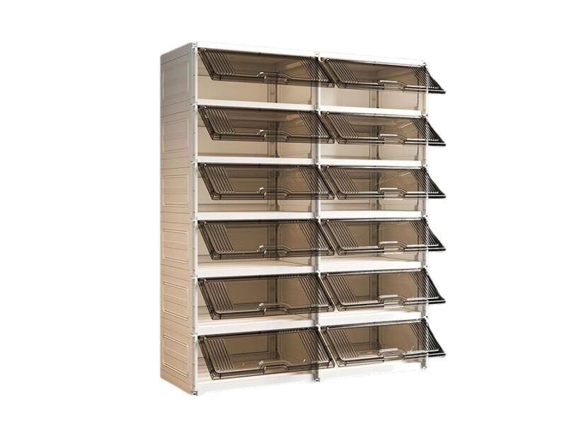 Shoe Storage Cabinet 6 Tier Clear Wide Width Rack Organizer image number 0