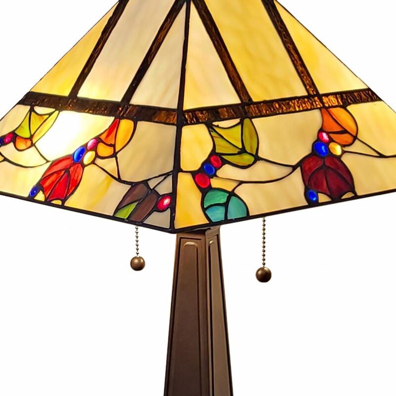 Hivvago 22" Dark Brown Metal Two Light Candlestick Table Lamp With White Shade