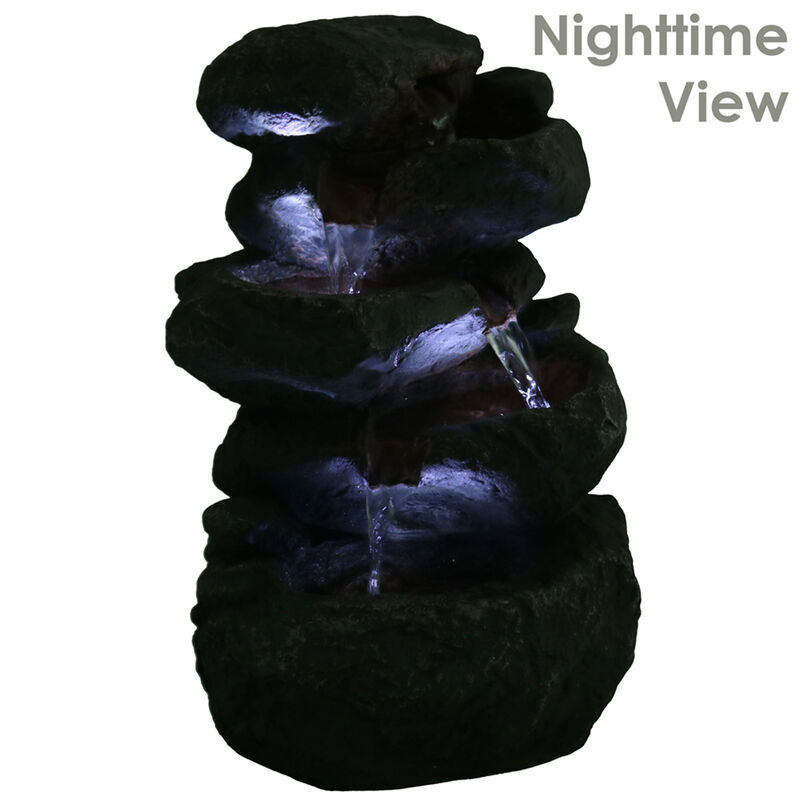 Sunnydaze Stacked Rocks Polyresin Indoor Water Fountain with LED - 10.5 in image number 6