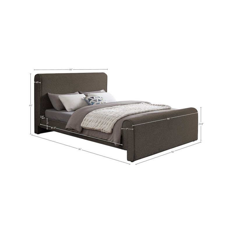 Meridian Furniture Stylus Brown Boucle Fabric Queen Bed