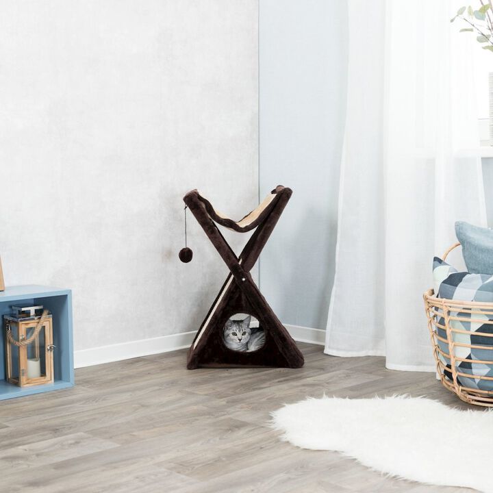 TRIXIE Miguel Fold & Store Plush & Sisal Cat Tree, Hammock, Condo, Scratcher