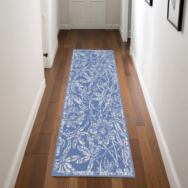 HomeRoots Floral Distressed Non Skid Runner Rug