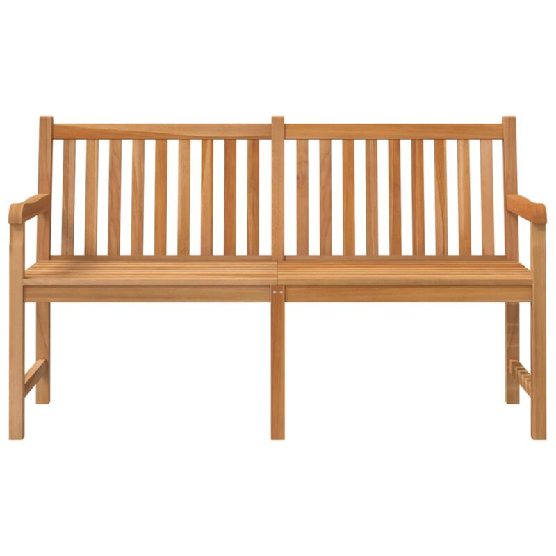 vidaXL Patio Bench - 59.1" Length, Solid Teak Wood, Fine Sanded, Waterbase Finish, Weather Resistant, Garden Furniture, Outdoor Seating