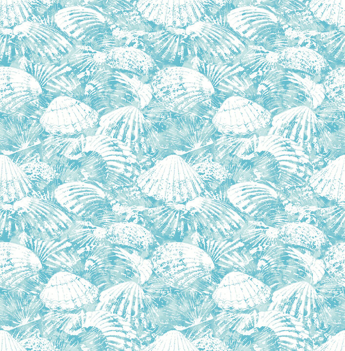 Surfside Aqua Shells Wallpaper