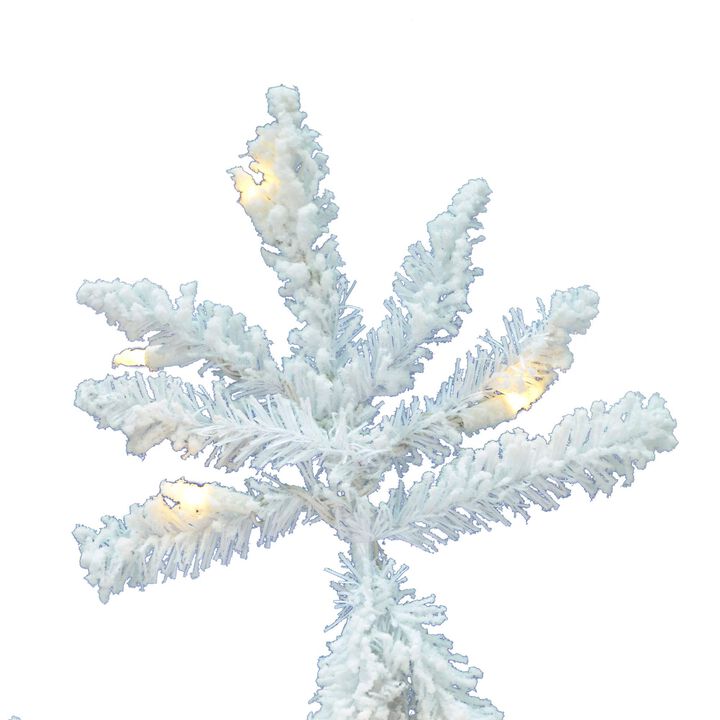 Vickerman Artificial 7.5' x 65" Flocked White Spruce Christmas Tree with 1650 PVC Tips and 850 Pure White Single Mold LED Lights - Lifelike Indoor Seasonal Decor