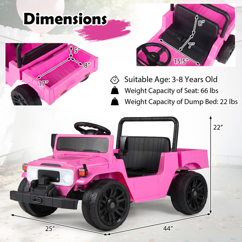 Kids Ride On Truck 12V Electric Vehicle with Dump Bed and Music for Backyard image number 2