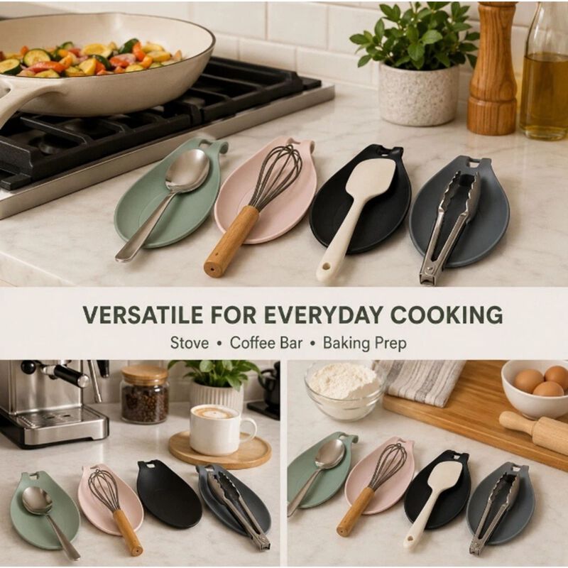 Pack of 4 Silicone Spoon Rest Set image number 3