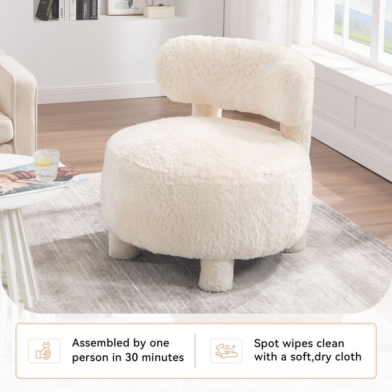 GOODSILO Curved Wingback Accent Chair with Plush Fur Fabric Upholstery for Enhanced Comfort and Modern Seating image number 6