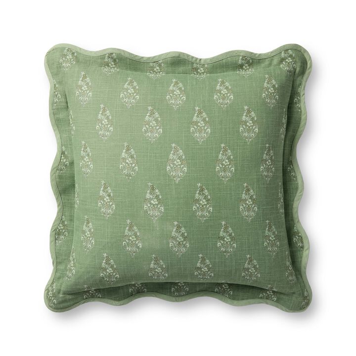 Paisley PRP0070 Green/Multi 22"x22" Polyester Pillow by Rifle Paper Co. &times; Loloi