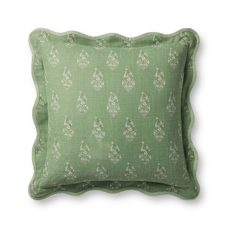 Paisley PRP0070 Green/Multi 22"x22" Down Pillow by Rifle Paper Co. &times; Loloi
