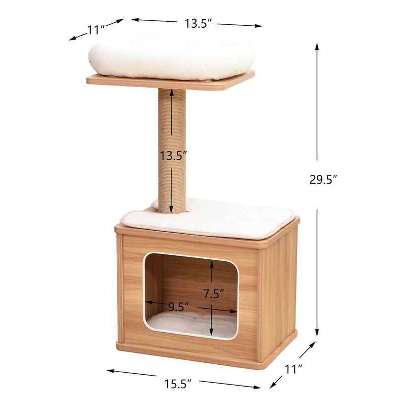 Catry Cedar 3-Level 29.7" Cat Tree for Small Cats & Kittens with Replaceable Parts