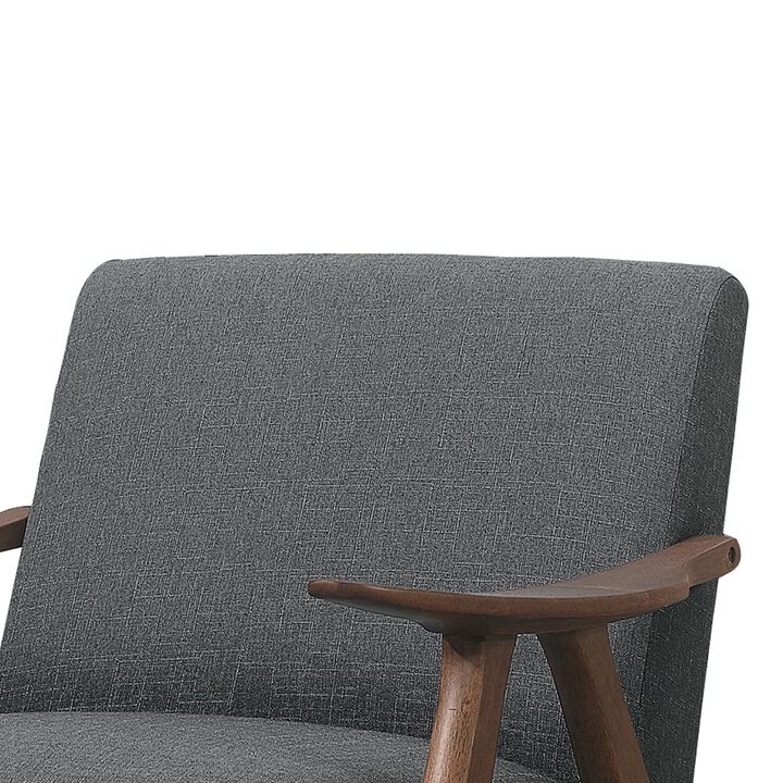 Fabric Upholstered Accent Chair with Curved Armrests, Gray-Benzara
